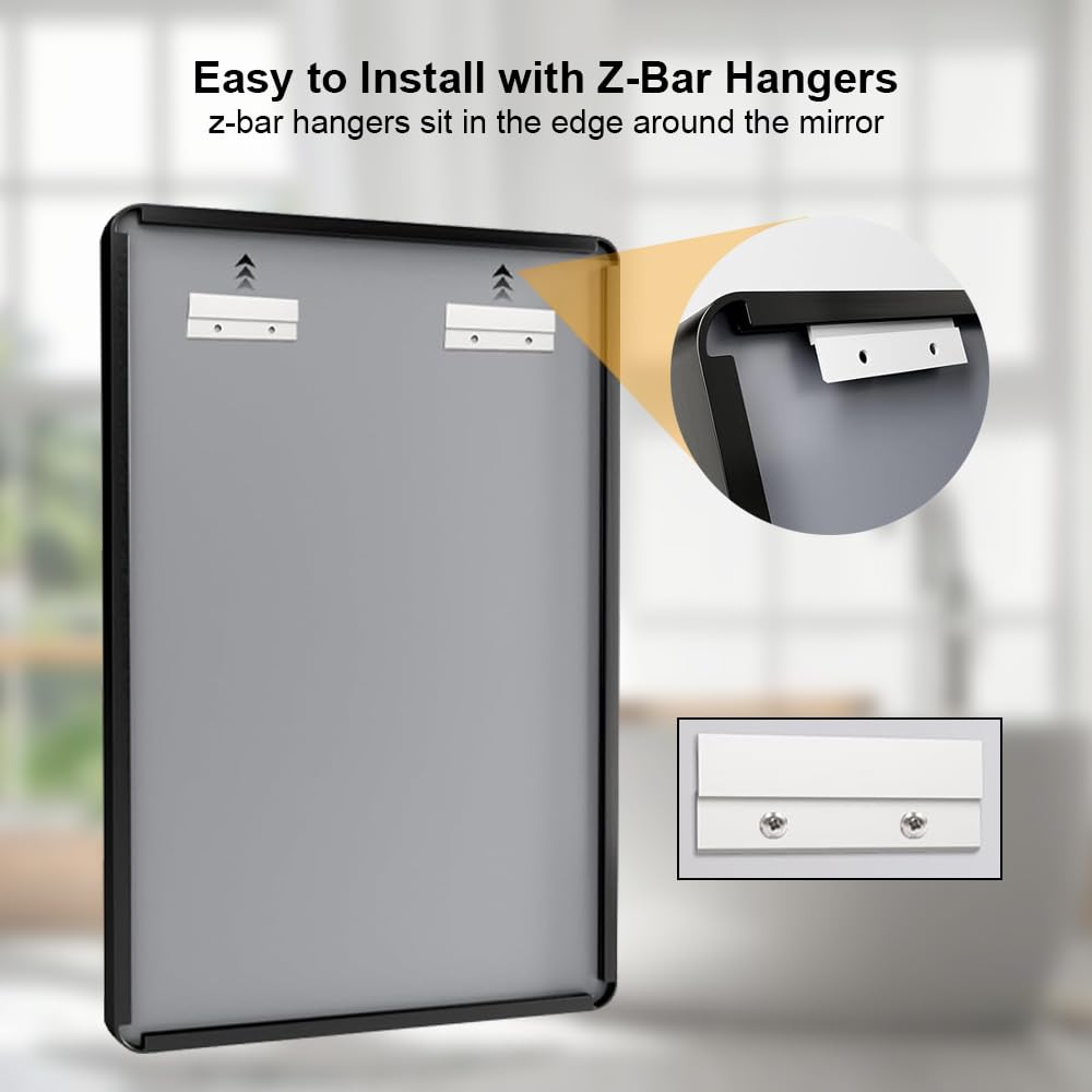 Thryvalis Black 20x30 Inch Metal Framed Mirror