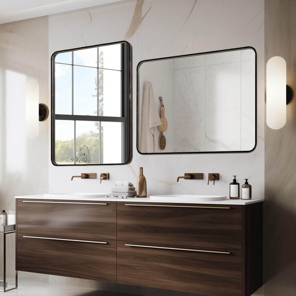 Thryvalis Black 20x30 Inch Metal Framed Mirror