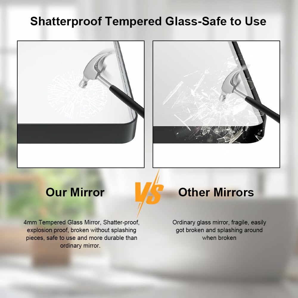 Thryvalis Black 20x30 Inch Metal Framed Mirror