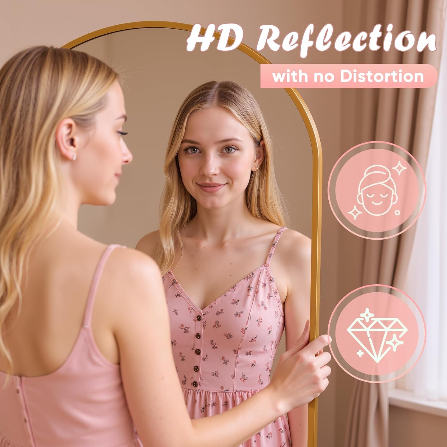 Full Length Mirror, 58" x 18" Arched Full Body Mirror Large Standing Floor Mirrors